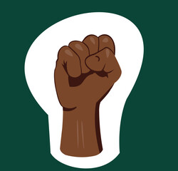 Black Lives Matter. Human hand. Fist raised up. Girl Power. Feminism concept.Sticker, patch, poster design.