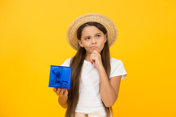 Lost in thoughts. secret gift. summer holiday celebration. happy holiday party sale. nice little...