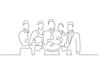 Teamwork line drawing, vector illustration design.