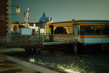 View of the lighthouse of San Giorgio Maggiore in the evening, Venice, Italy. Lighthouse of San Giorgio Maggiore.