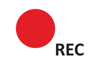Camera red rec icon. Record video isolated concept in vector flat