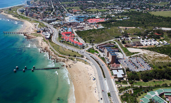 Port Elizabeth, Eastern Cape / South Africa - 12/29/2011 - Aerial photo of Hobie Beach and waterfront