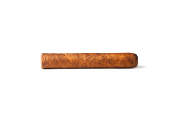Big new cigar isolated on a white background. After work concept