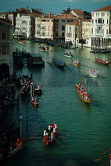 Historical Regatta on Grand Canal. Day view of the Grand Canal and the historic regatta in Venice, Italy.