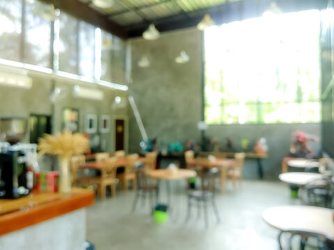 Blurred images of the coffee shop atmosphere.  Bokeh, cafes and beverage background