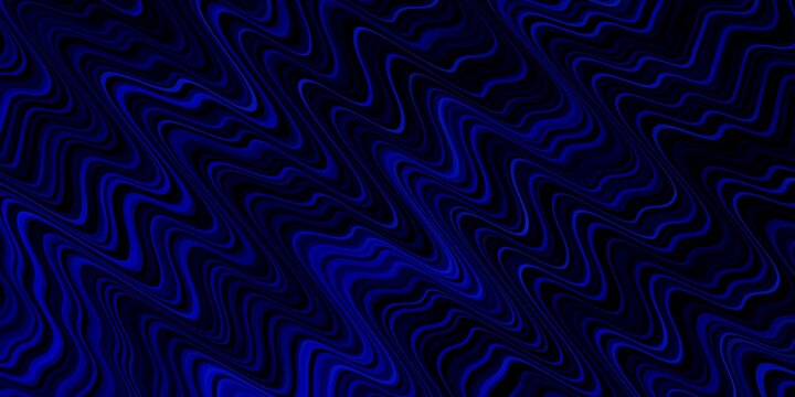 Dark BLUE vector layout with curves. Abstract illustration with bandy gradient lines. Template for cellphones.