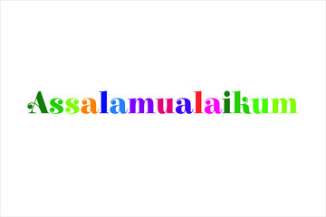 Arabic Assalamualaikum text-Hello in English with white background.