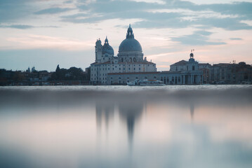 Fototapeta premium View of St. Mark's Basilica from the Grand Canal, Venice, Italy. St. Mark's Basilica in the evening.