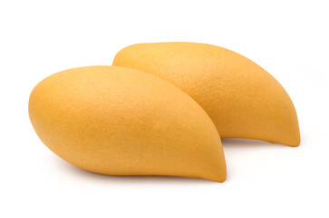 Two ripe mangoes isolated on white background.