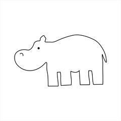 Hippo, simple vector illustration, line art