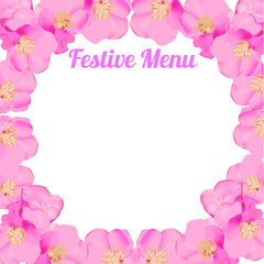 Spring Festive Menu. Happy valentines day menu background. Design template for holidays with spring flowers.