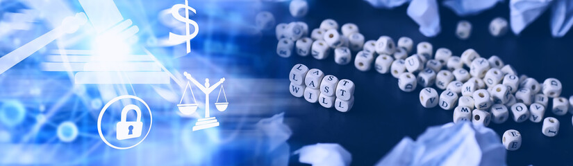 Legal concept. The procedure for writing the last will. Papers with testament on the table....