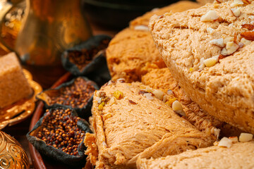 Close up of a turkish dessert halva