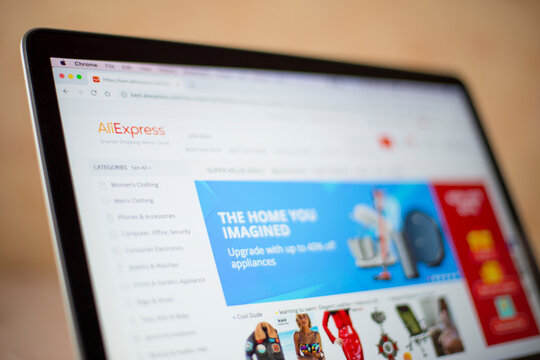 AliExpress web site on computer screen. It is an online retail service launched at 2010.