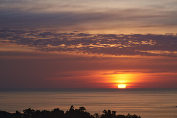 sunset skyline with seascape for travel holiday