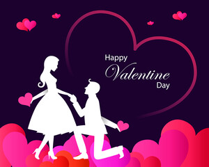 Happy Valentine Day lovely greeting banner of couple. Beautiful love wallpaper for social media and graphic post.