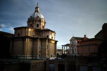 Fototapeta na wymiar Sunrise, Roman Forum, Roma, Rome, Italy. 