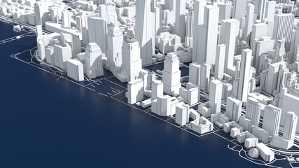 stylized graphics city of New York, 3D render
