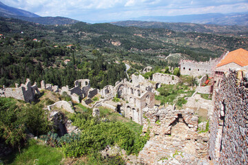 Fototapeta na wymiar Ruins of ancient Mystra - the capital of the despotate Morea