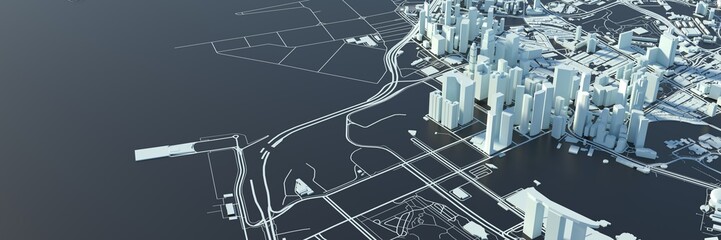 stylized graphics city of Singapore, 3D render - obrazy, fototapety, plakaty