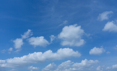 Blue sky and white clouds on sunny day,copy space,nature background