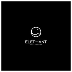 Abstract elephant vector logo design. Creative linear animal white logotype