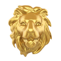 Golden Lion Head Sculpture Isolated