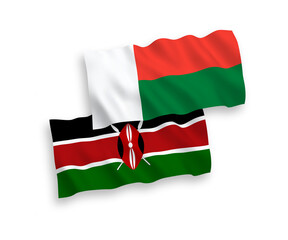 Obraz premium Flags of Madagascar and Kenya on a white background