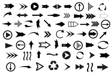 Arrows big black set icons. Arrow icon