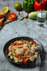 Spicy meatballs salad, Spicy Asian Food.