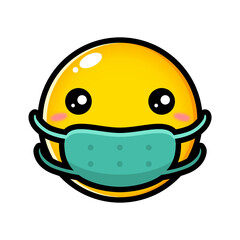 vector design of emoji wearing a mask