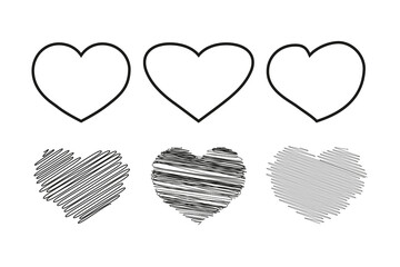 Heart icon in 6 types. Heart illustration. - obrazy, fototapety, plakaty