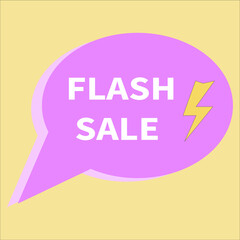 Flash sale badge with thunder. Pink sale icon in vector