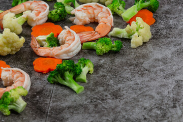 Stir fried mixed vegetables with shrimp.