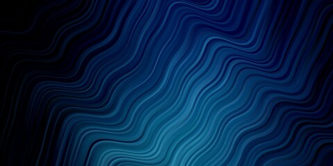 Dark BLUE vector background with wry lines. Colorful abstract illustration with gradient curves. Design for your business promotion.