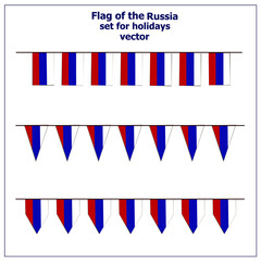 Bright set with flags Russia for holidays. Collection with garlands russian flags. Illustration.