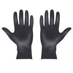 Medical latex protective gloves, realistic black gloves