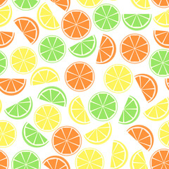 This is a seamless pattern texture of citrus on a white background. Cute wrapping paper.