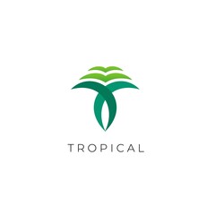 Tropical Palm Leaf Luxury Logo Design Icon Vector Illustration