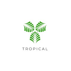 Tropical Palm Leaf Luxury Logo Design Icon Vector Illustration