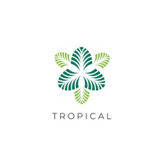 Tropical Palm Leaf Luxury Logo Design Icon Vector Illustration