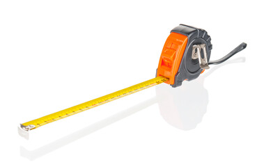 Tape measure close up isolated on white background