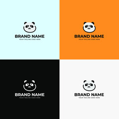 Cute panda bear head silhouette Logo design vector template.  © alihriday