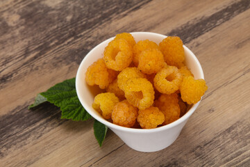 Sweet ripe tasty yellow raspberry