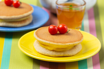 Dorayaki Pancakes stuffed with Vanilla Japanese food.