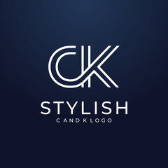 fancy monogram logo design with the initials letters C and K