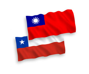 Fototapeta na wymiar Flags of Chile and Taiwan on a white background