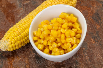 Young corn seeds in the bowl