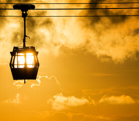 Silhouette of Cable Car at the sunset