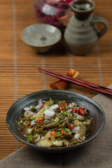 Salted pickled mustard salad thai food.